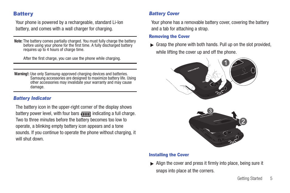 Battery | Samsung SCH-U380HKAVZW User Manual | Page 10 / 137