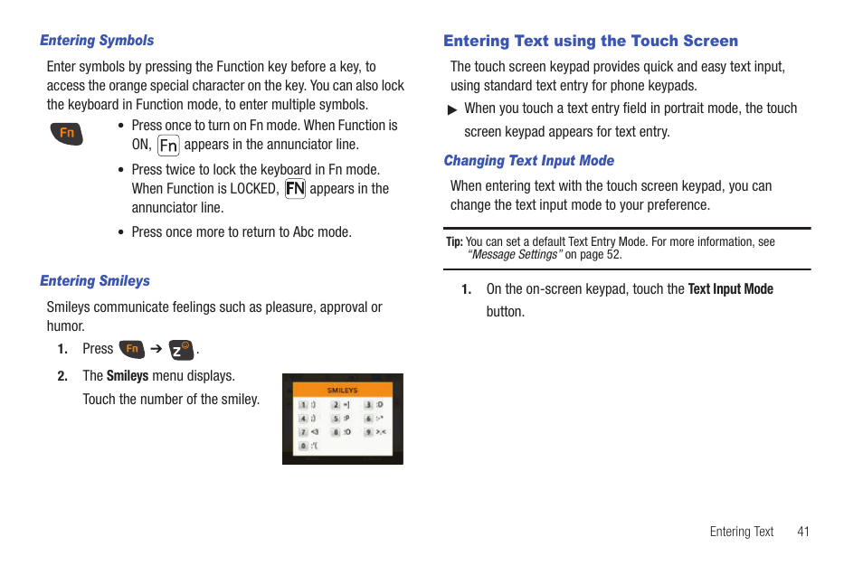 Entering text using the touch screen | Samsung SCH-U380HKAVZW User Manual | Page 46 / 137