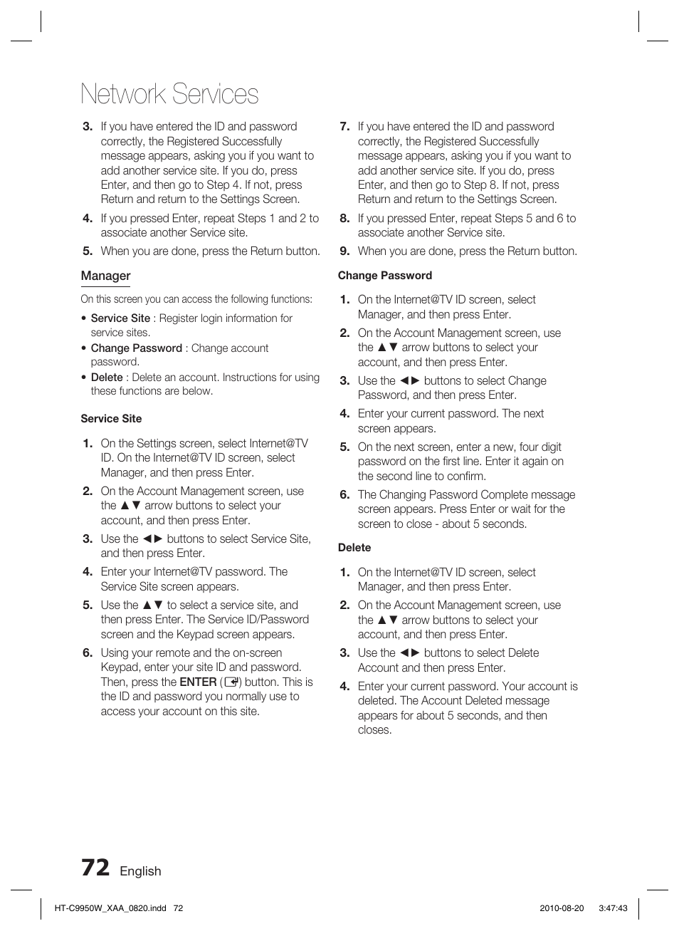 Network services | Samsung HT-C9950W-XAA User Manual | Page 72 / 85