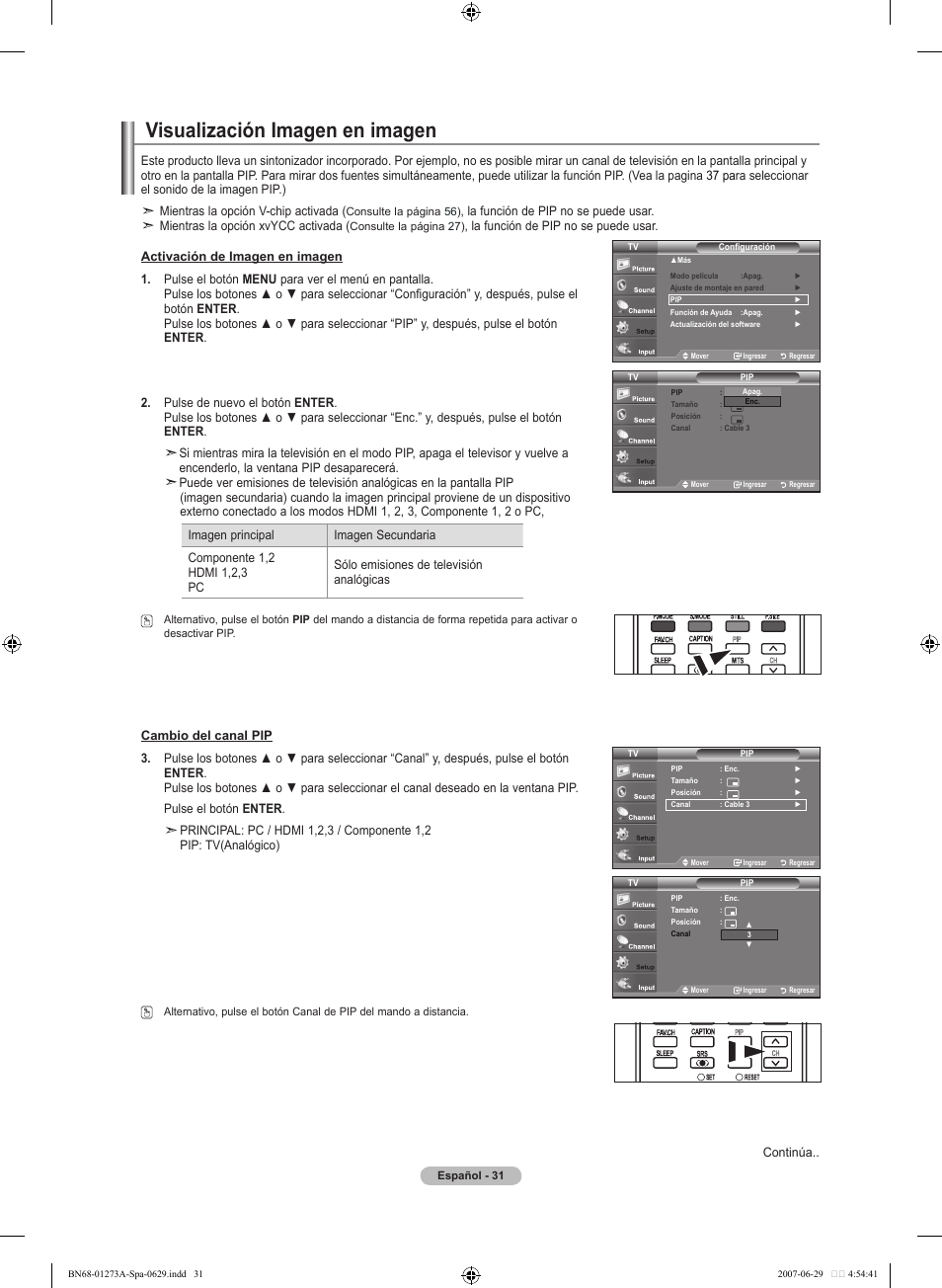 Visualización imagen en imagen | Samsung LNT466FX-XAA User Manual | Page 122 / 180