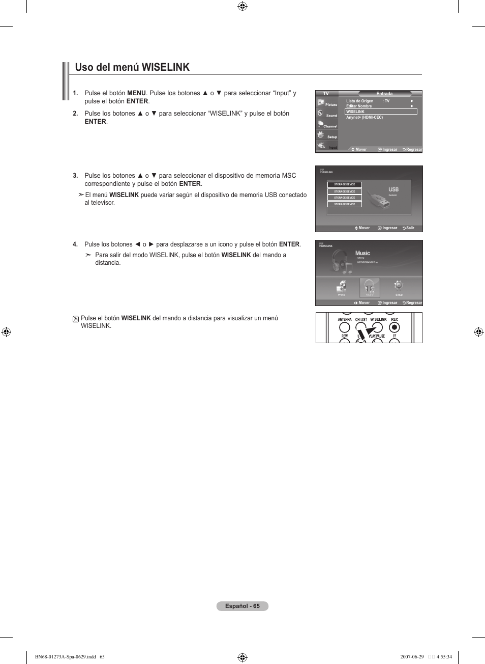 Uso del menú wiselink | Samsung LNT466FX-XAA User Manual | Page 156 / 180