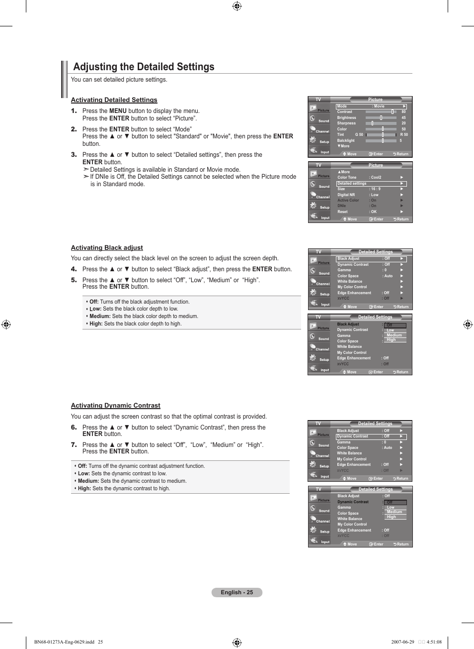 Adjusting the detailed settings | Samsung LNT466FX-XAA User Manual | Page 27 / 180