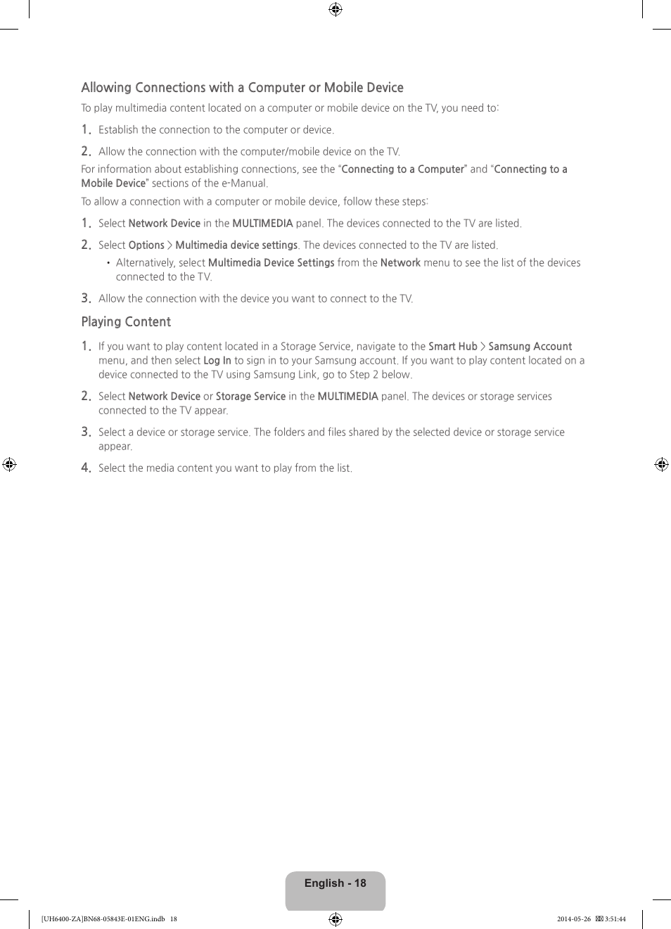 Samsung UN65H6400AFXZA User Manual | Page 18 / 40