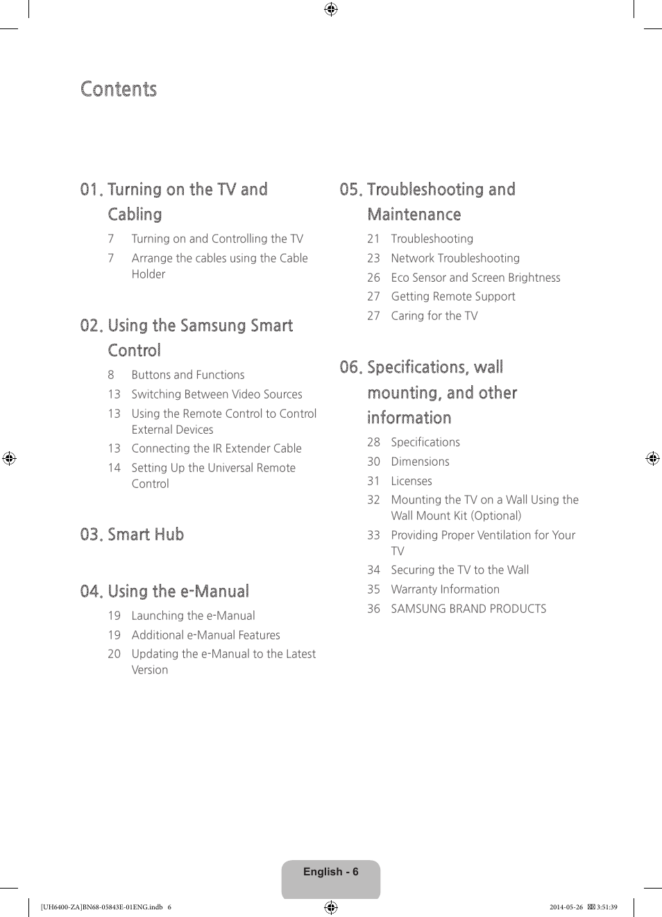 Samsung UN65H6400AFXZA User Manual | Page 6 / 40