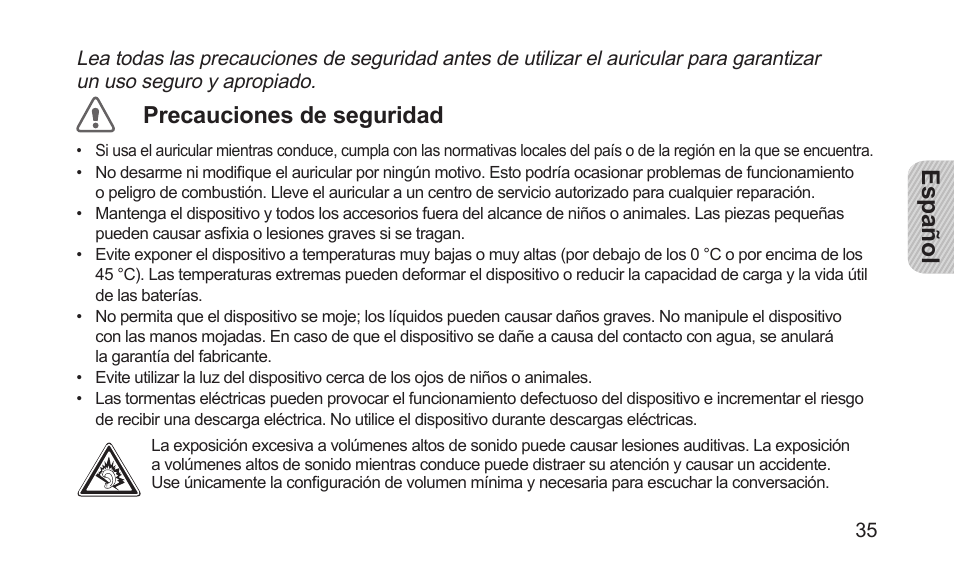 Español | Samsung BHM5000NBACSTA User Manual | Page 37 / 70