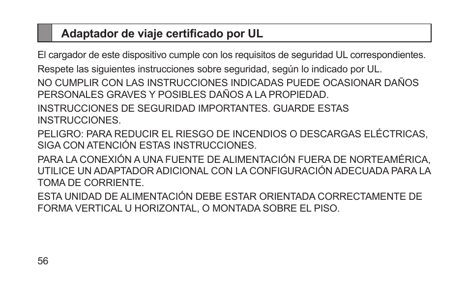 Adaptador de viaje certificado por ul | Samsung BHM5000NBACSTA User Manual | Page 58 / 70