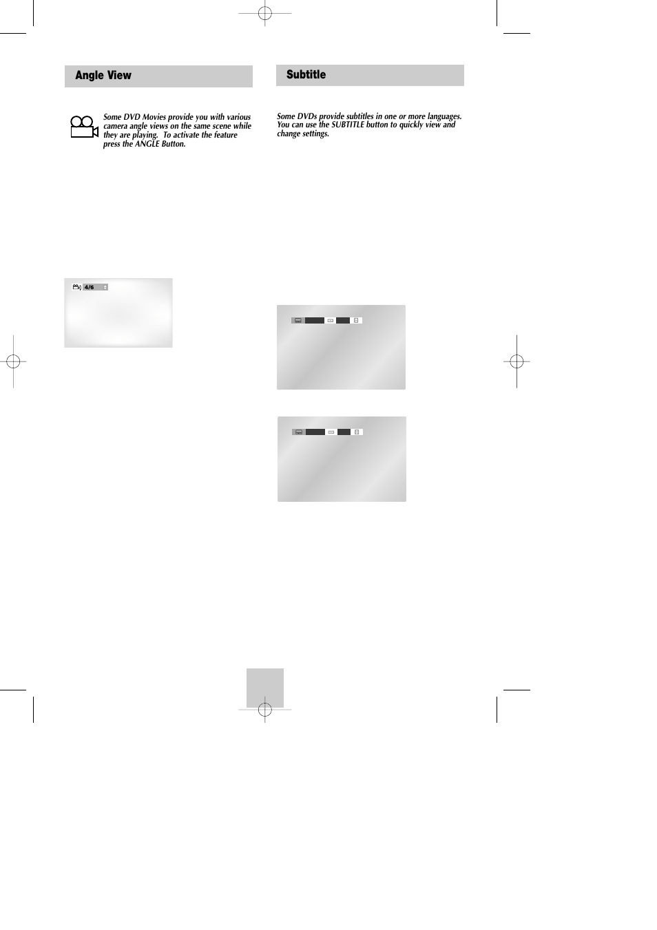 Angle view, Subtitle, Angle view subtitle | Samsung DVD-V4600A-XAA User Manual | Page 25 / 36