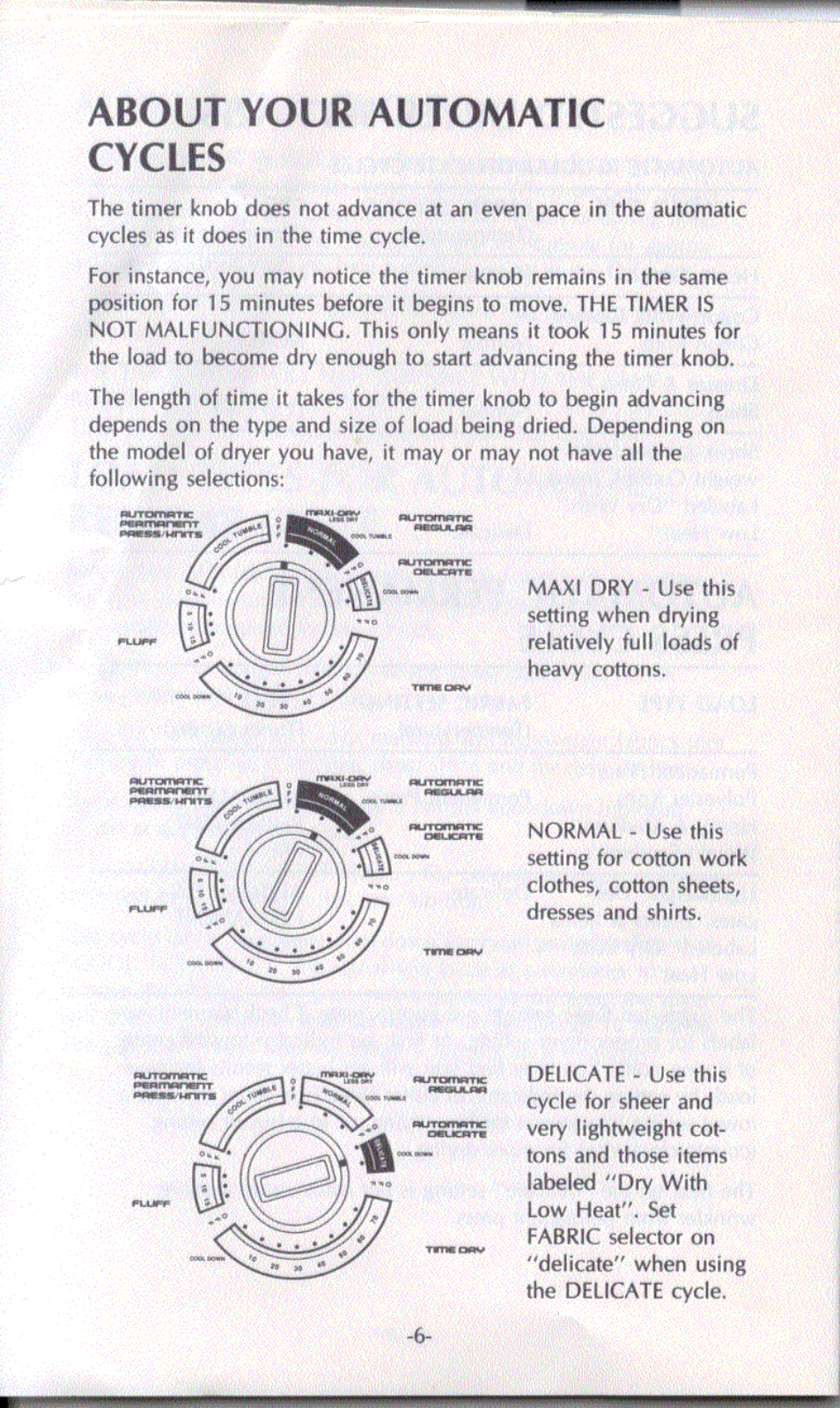 About your automatic cycles | Amana LG2501 User Manual | Page 5 / 7
