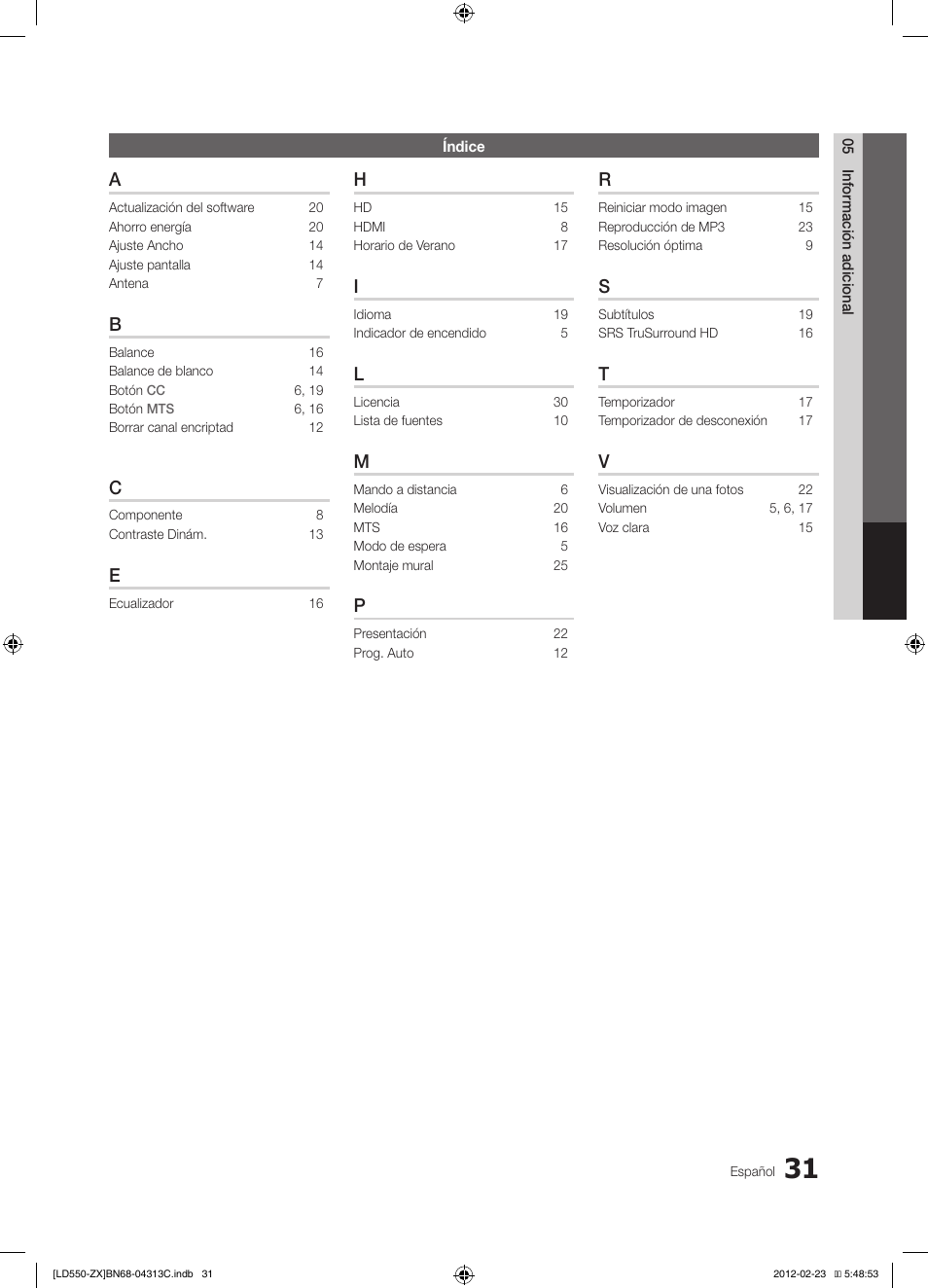 Samsung LN40E550F7FXZA User Manual | Page 61 / 62