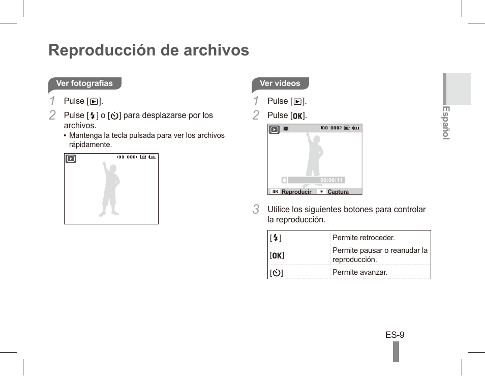 Reproducción de archivos | Samsung EC-SL30ZBBA-US User Manual | Page 19 / 22