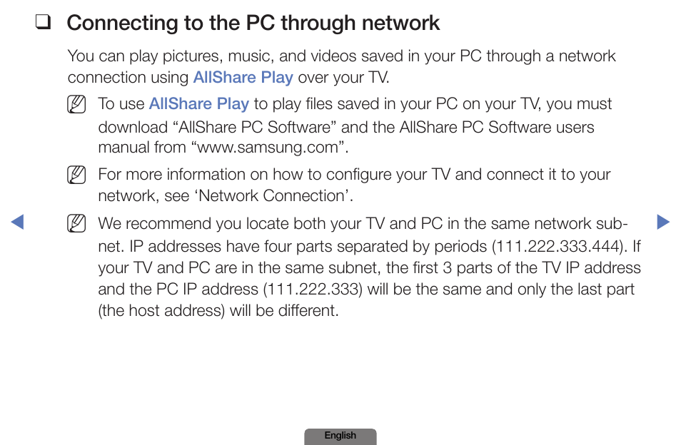 Connecting to the pc through network | Samsung PN51E490B4FXZA User Manual | Page 150 / 195