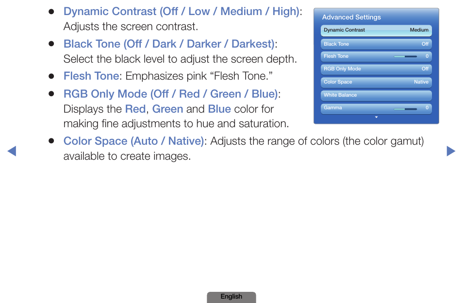 Flesh tone : emphasizes pink “flesh tone | Samsung PN51E490B4FXZA User Manual | Page 29 / 195