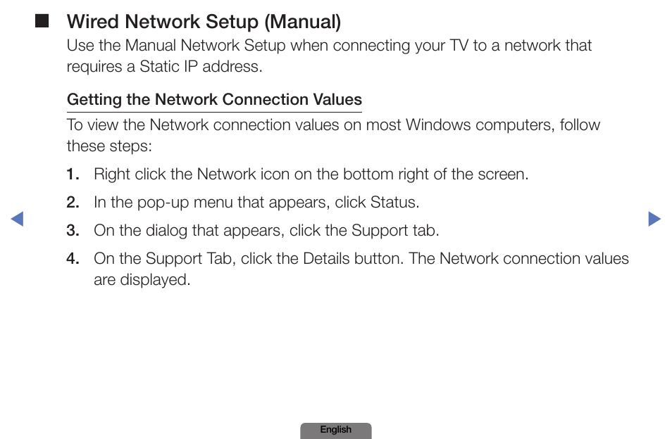 Wired network setup (manual) | Samsung PN51E490B4FXZA User Manual | Page 62 / 195