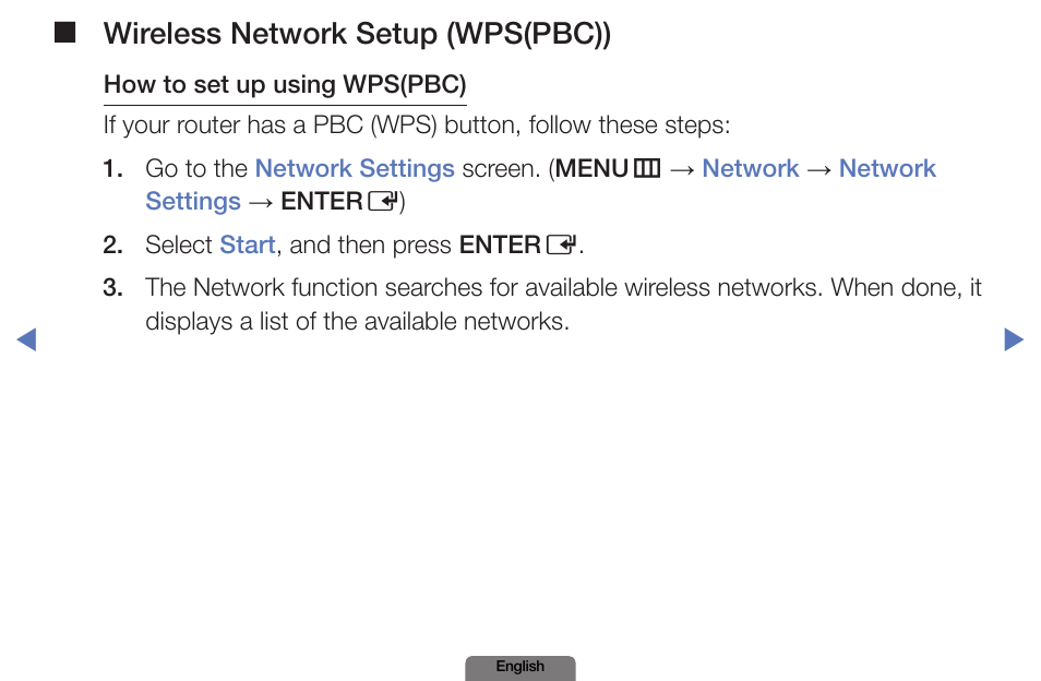 Wireless network setup (wps(pbc)) | Samsung PN51E490B4FXZA User Manual | Page 75 / 195