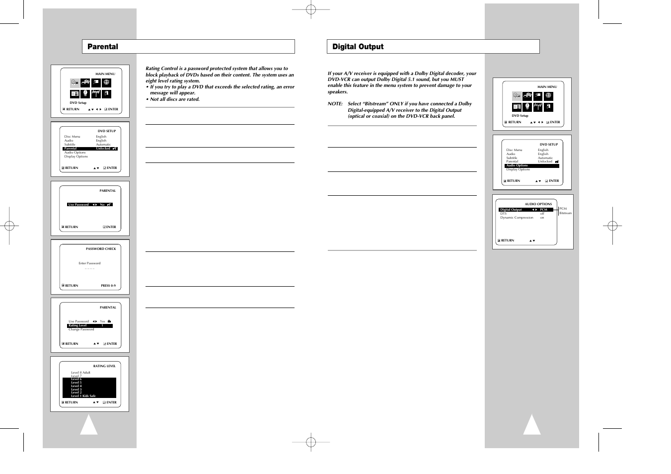 Digital output, Parental | Samsung DVD-V7070-AFS User Manual | Page 14 / 29