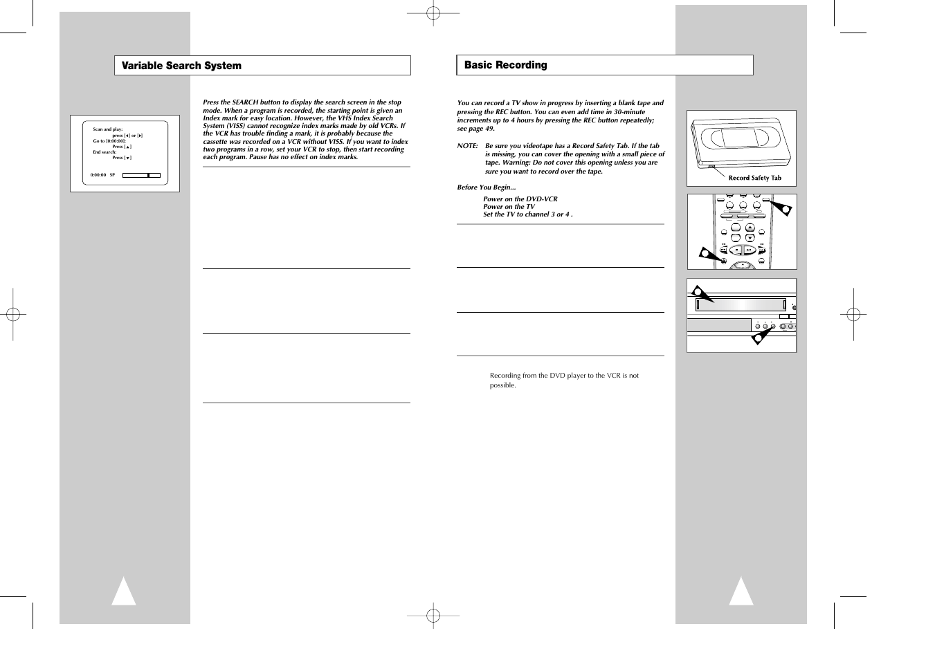 Ejec e channel rec video l audio line in 2 select, Vcr dvd | Samsung DVD-V7070-AFS User Manual | Page 24 / 29
