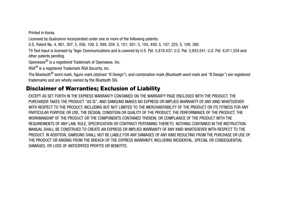 Disclaimer of warranties; exclusion of liability | Samsung SCH-R210LSAMTR User Manual | Page 3 / 112