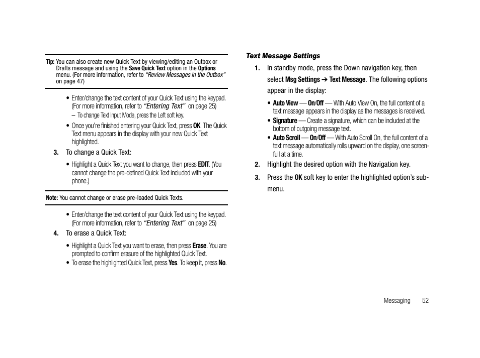 Text message settings | Samsung SCH-R210LSAMTR User Manual | Page 55 / 112