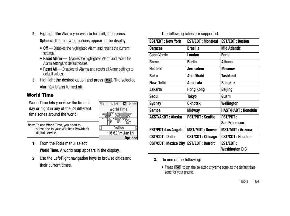 World time | Samsung SCH-R210LSAMTR User Manual | Page 67 / 112