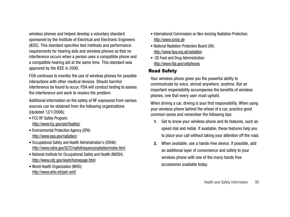 Road safety | Samsung SCH-R210LSAMTR User Manual | Page 93 / 112