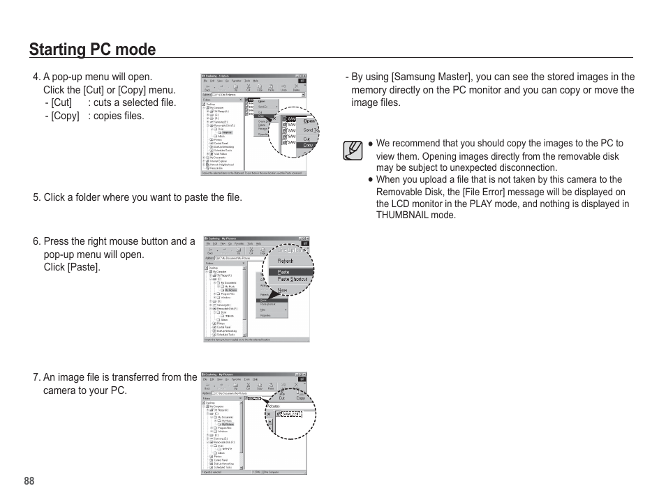 Starting pc mode | Samsung EC-SL105ZBDBUS User Manual | Page 89 / 98