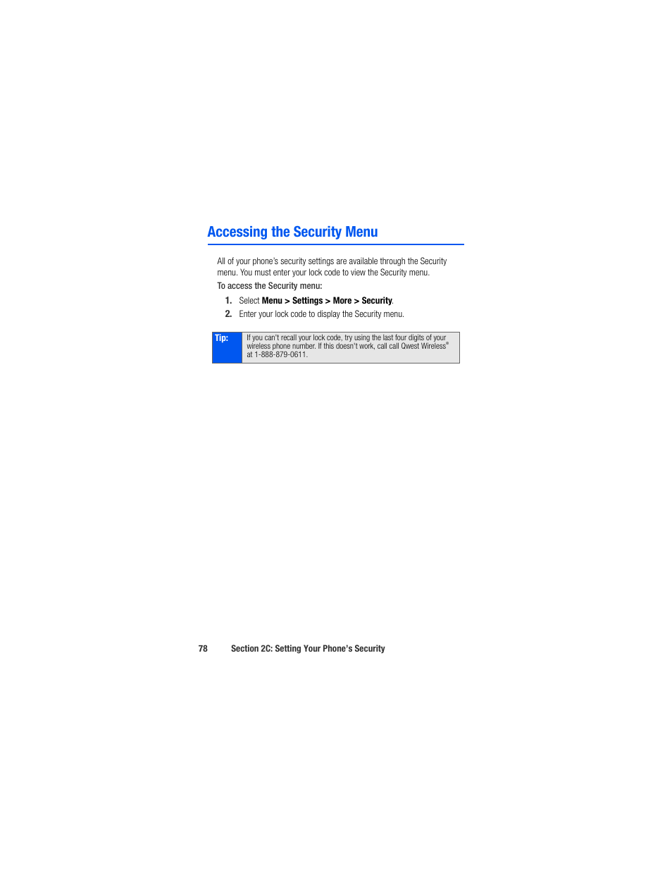 Accessing the security menu | Samsung SPH-M520ZSAQST User Manual | Page 104 / 287