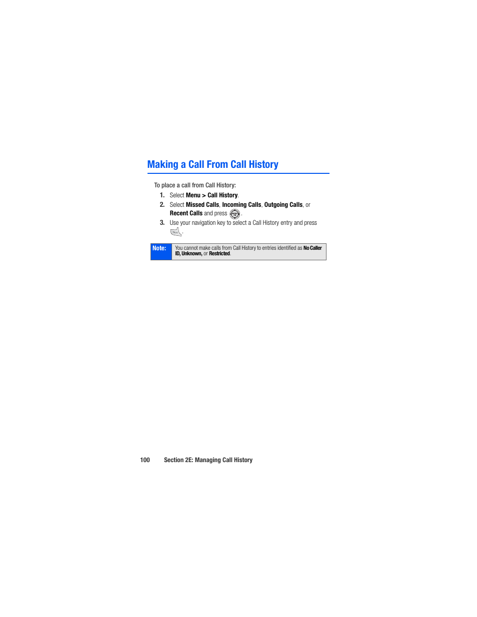 Making a call from call history | Samsung SPH-M520ZSAQST User Manual | Page 126 / 287