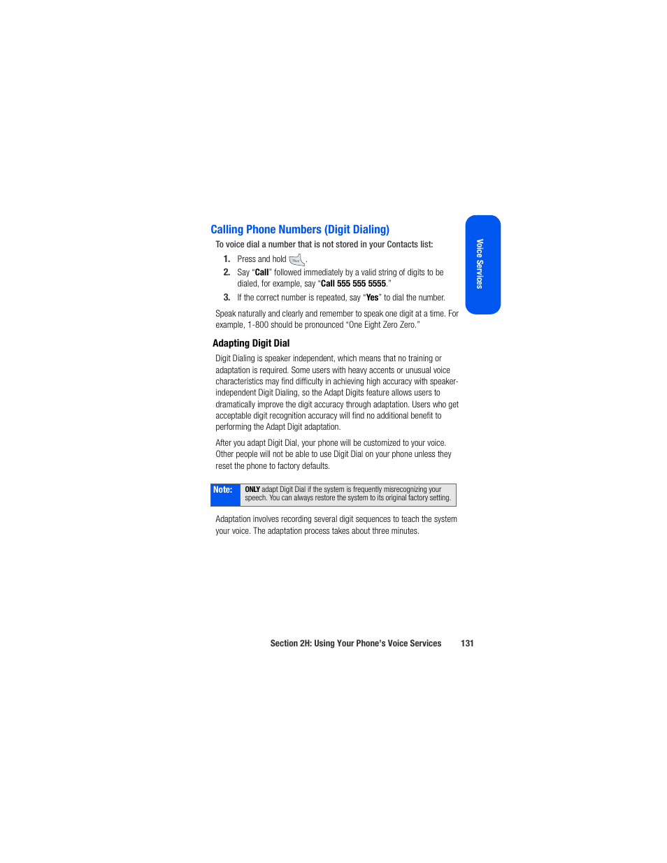 Calling phone numbers (digit dialing), Adapting digit dial | Samsung SPH-M520ZSAQST User Manual | Page 157 / 287