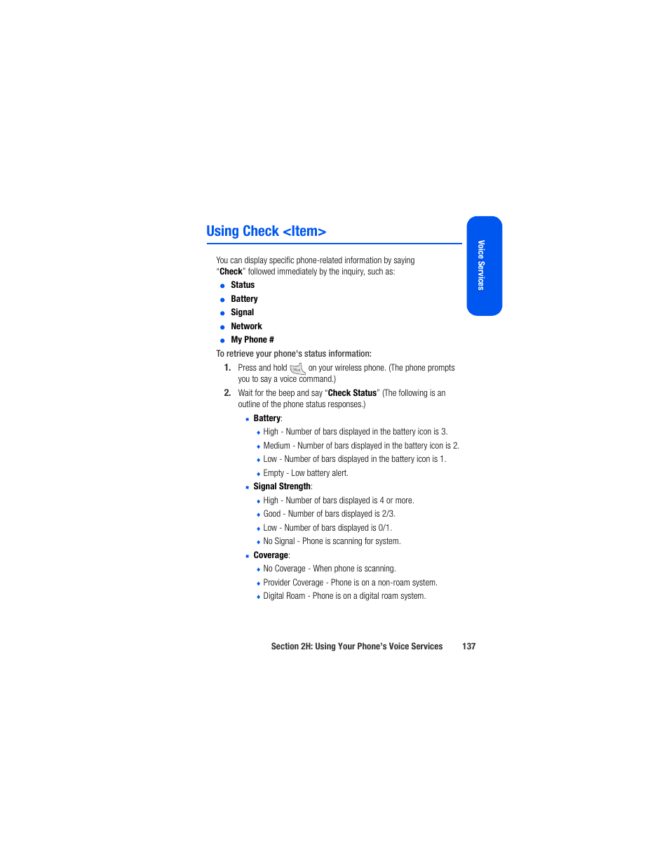 Using check <item | Samsung SPH-M520ZSAQST User Manual | Page 163 / 287