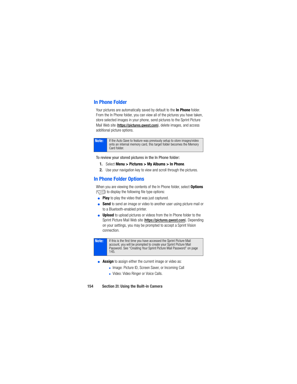 In phone folder, In phone folder options | Samsung SPH-M520ZSAQST User Manual | Page 180 / 287