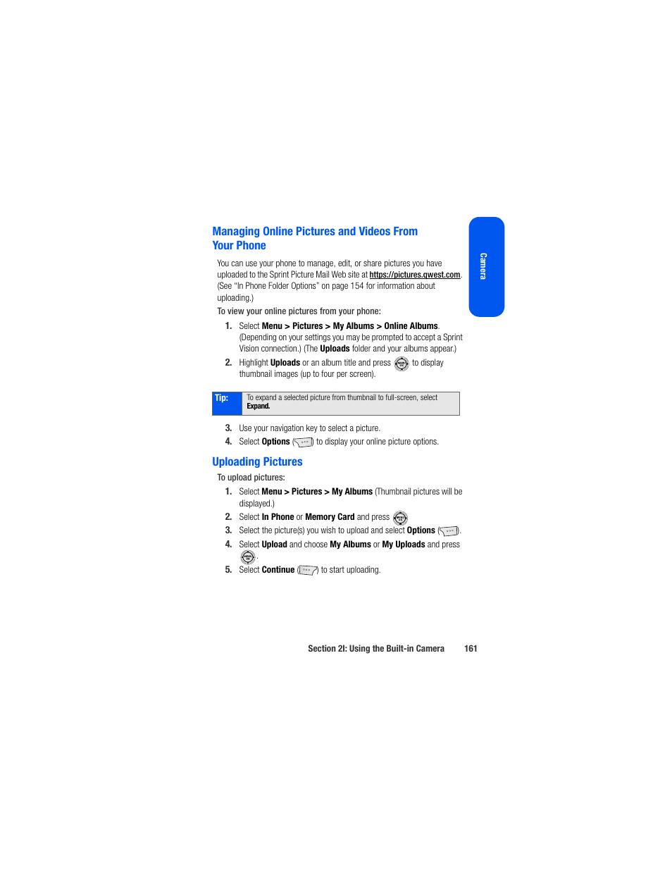 Uploading pictures | Samsung SPH-M520ZSAQST User Manual | Page 187 / 287