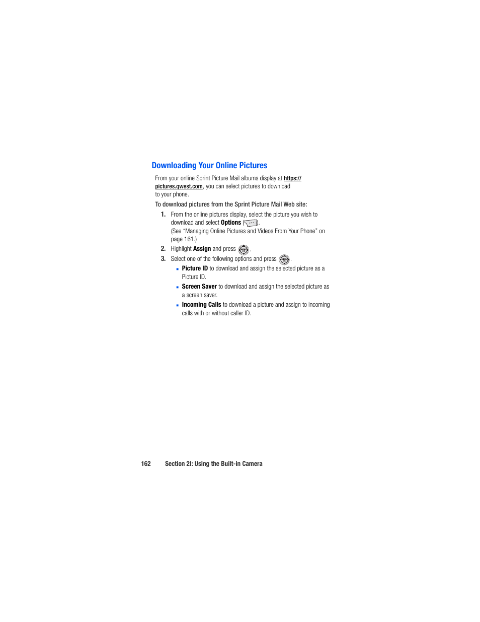 Downloading your online pictures | Samsung SPH-M520ZSAQST User Manual | Page 188 / 287