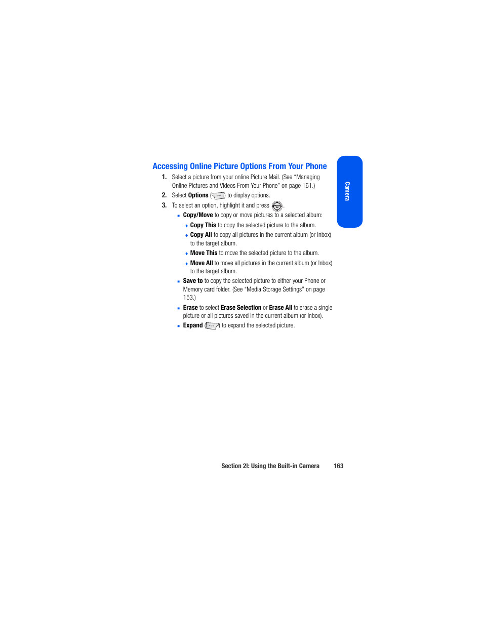 Accessing online picture options from your phone | Samsung SPH-M520ZSAQST User Manual | Page 189 / 287