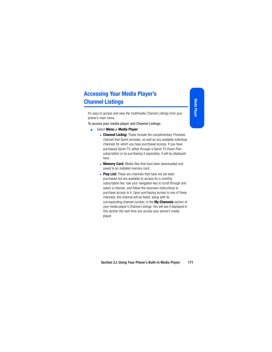 Accessing your media player’s channel listings | Samsung SPH-M520ZSAQST User Manual | Page 197 / 287