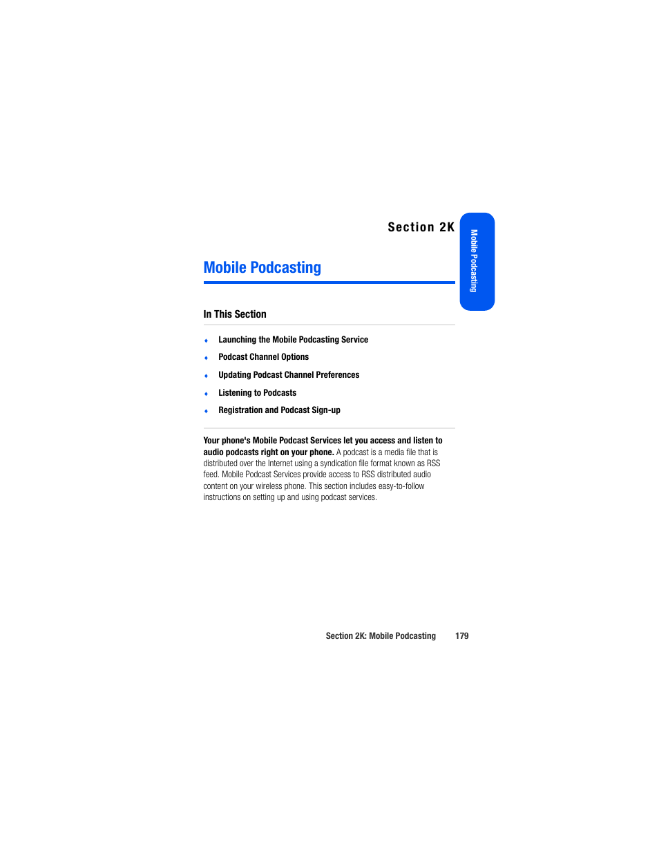 Mobile podcasting, 2k. mobile podcasting | Samsung SPH-M520ZSAQST User Manual | Page 205 / 287