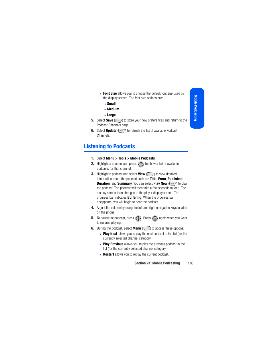 Listening to podcasts | Samsung SPH-M520ZSAQST User Manual | Page 209 / 287