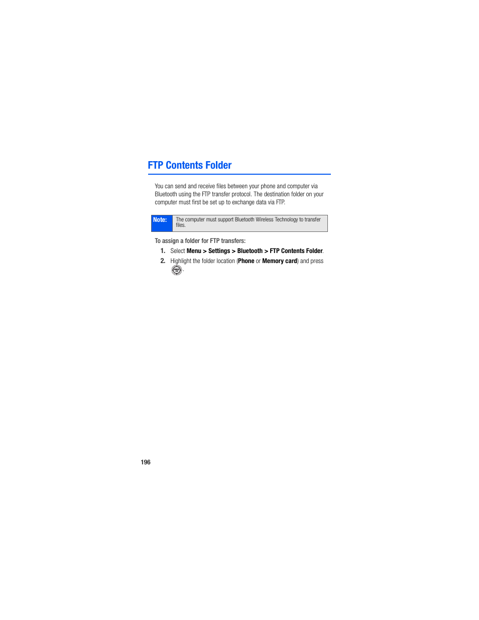 Ftp contents folder | Samsung SPH-M520ZSAQST User Manual | Page 222 / 287