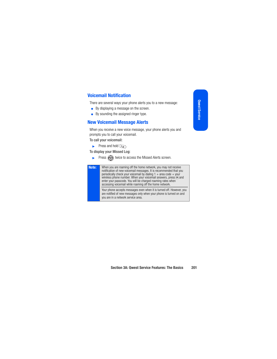 Voicemail notification, New voicemail message alerts | Samsung SPH-M520ZSAQST User Manual | Page 227 / 287