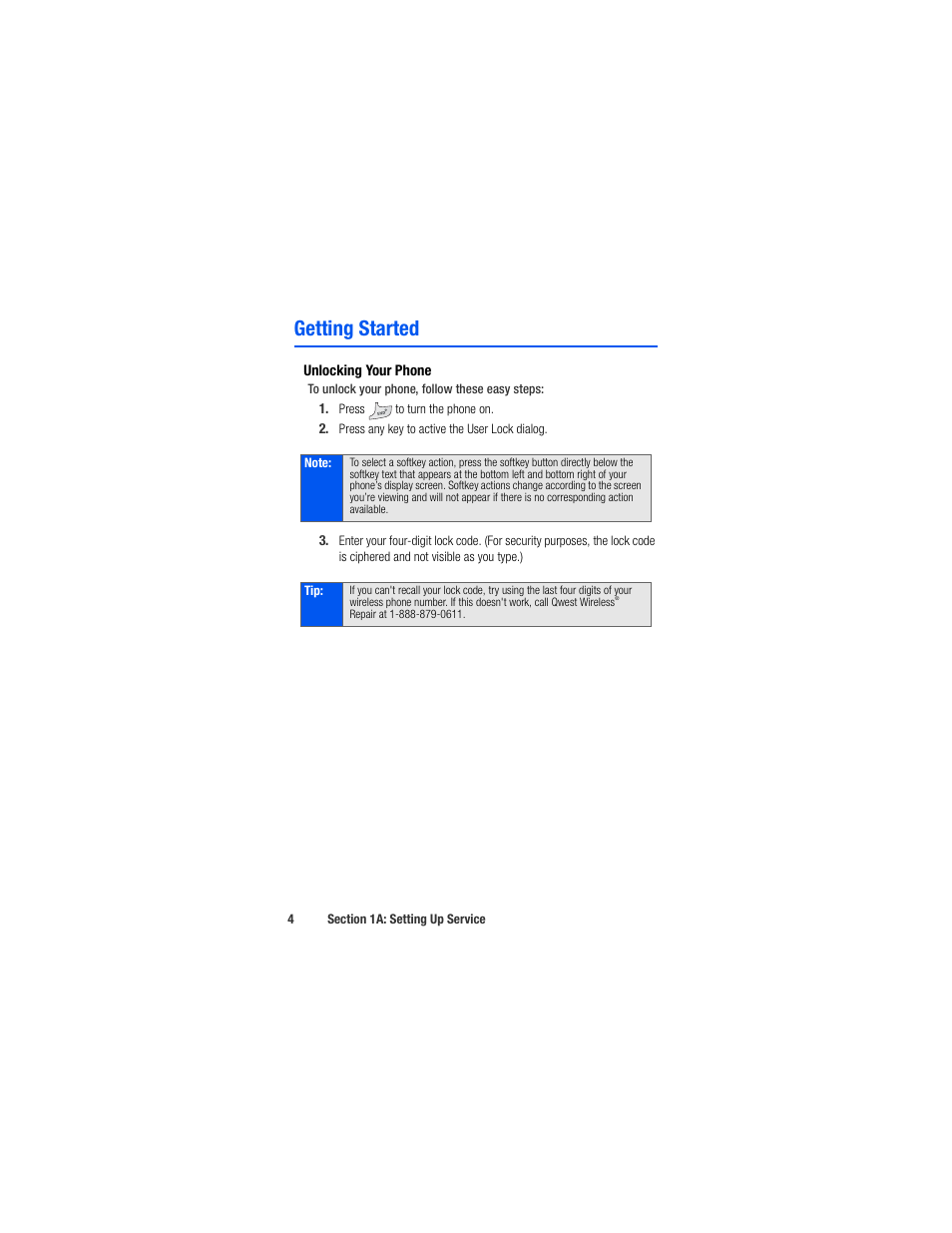 Getting started, Unlocking your phone | Samsung SPH-M520ZSAQST User Manual | Page 30 / 287