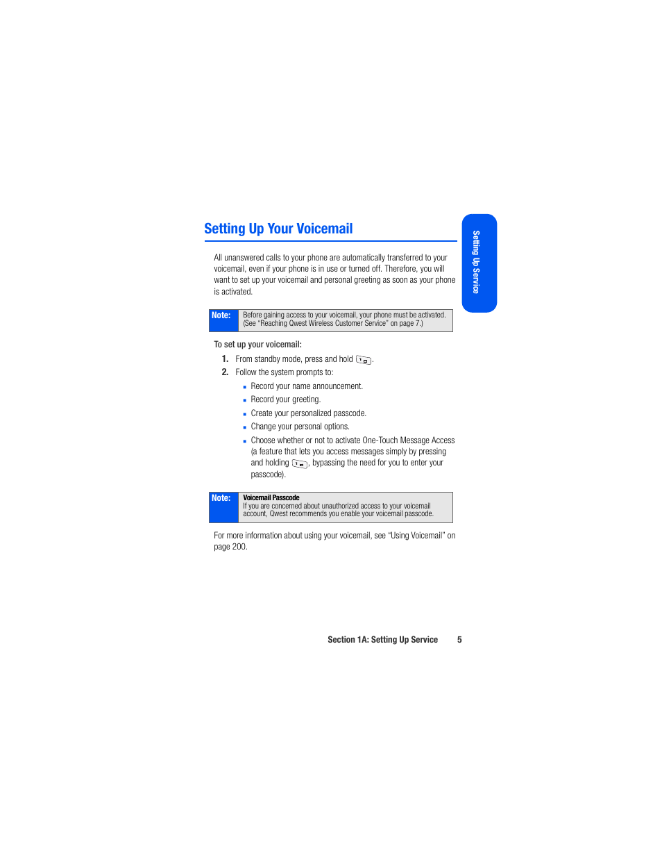 Setting up your voicemail | Samsung SPH-M520ZSAQST User Manual | Page 31 / 287