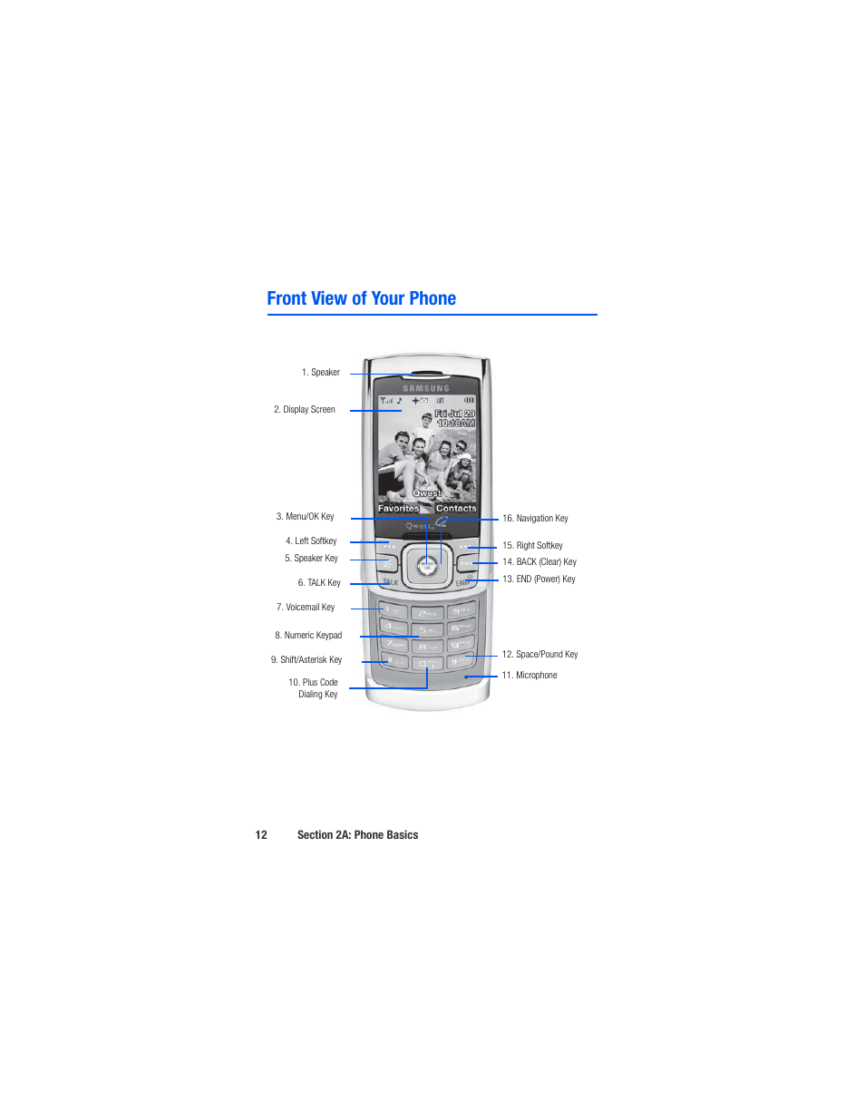 Front view of your phone | Samsung SPH-M520ZSAQST User Manual | Page 38 / 287