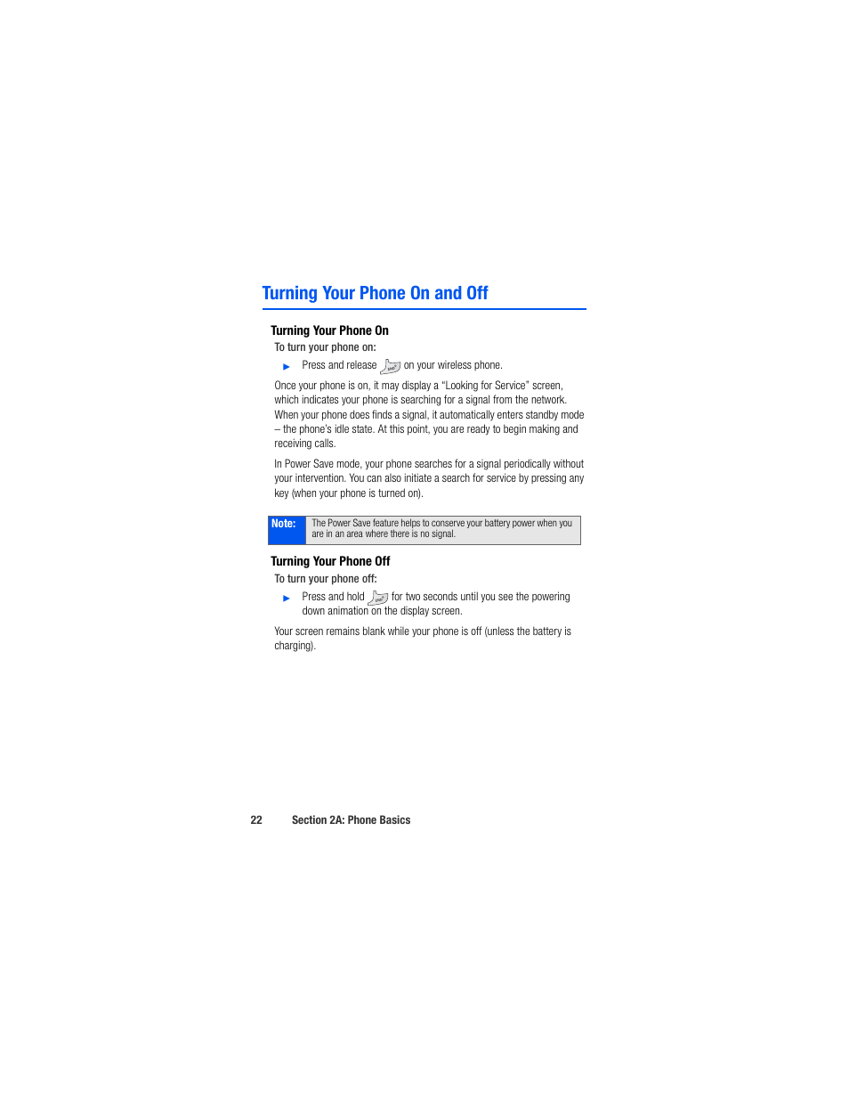 Turning your phone on and off, Turning your phone on, Turning your phone off | Samsung SPH-M520ZSAQST User Manual | Page 48 / 287