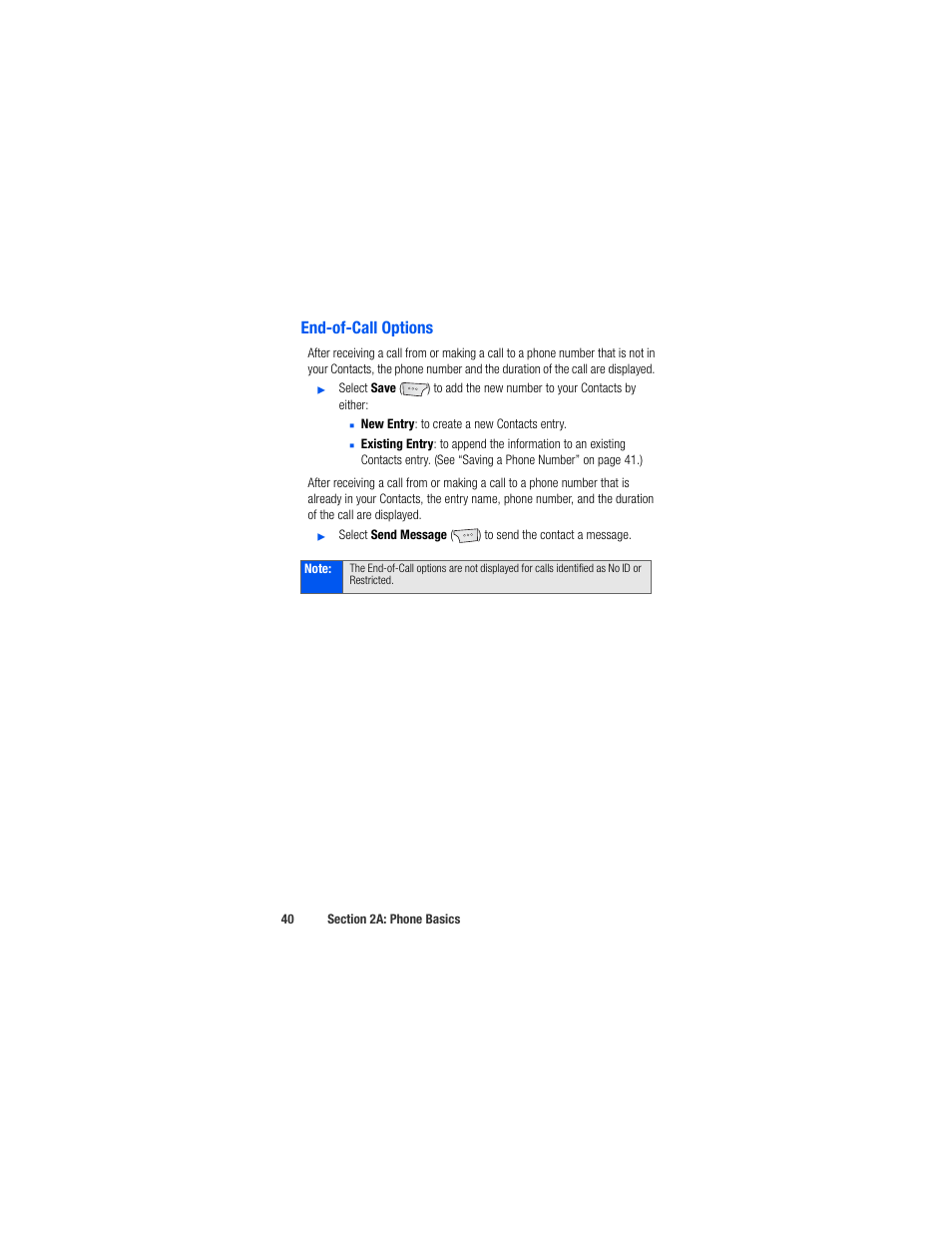 End-of-call options | Samsung SPH-M520ZSAQST User Manual | Page 66 / 287