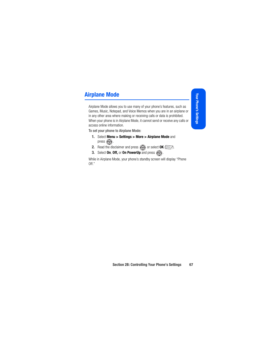 Airplane mode | Samsung SPH-M520ZSAQST User Manual | Page 93 / 287