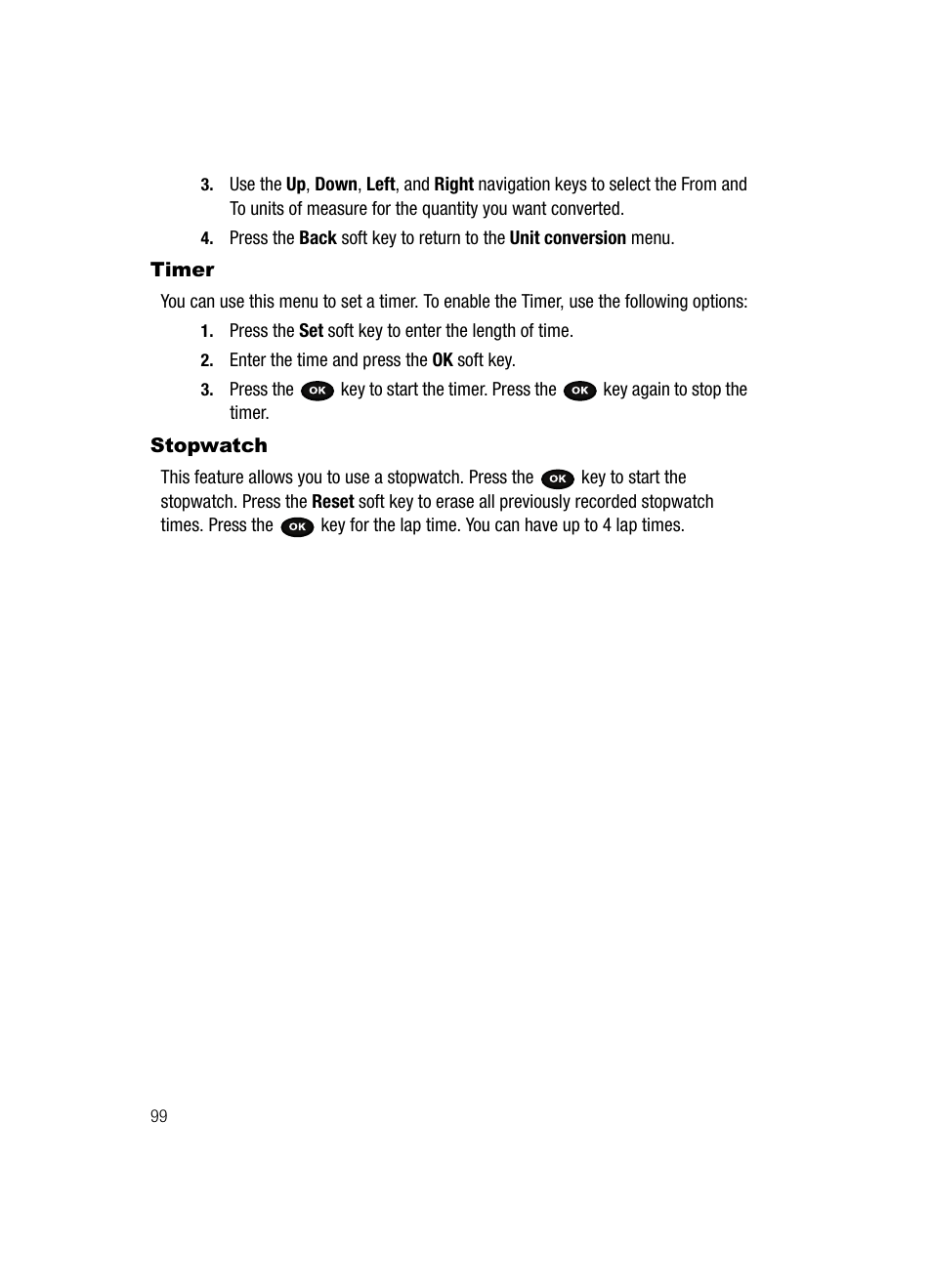 Timer stopwatch, Timer, Stopwatch | Samsung SGH-T729ZKATMB User Manual | Page 102 / 163