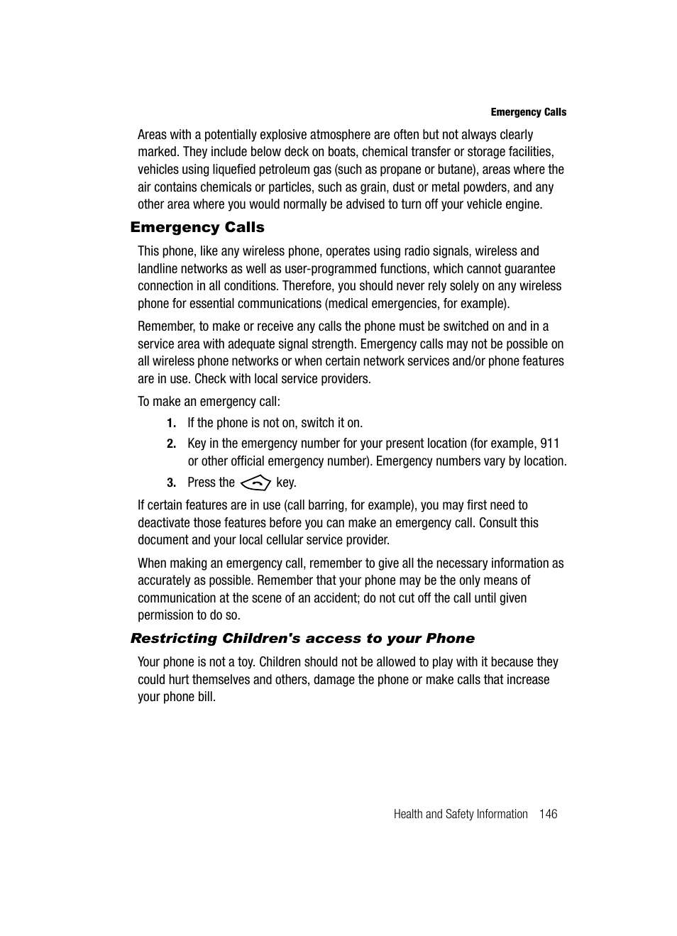 Emergency calls | Samsung SGH-T729ZKATMB User Manual | Page 149 / 163