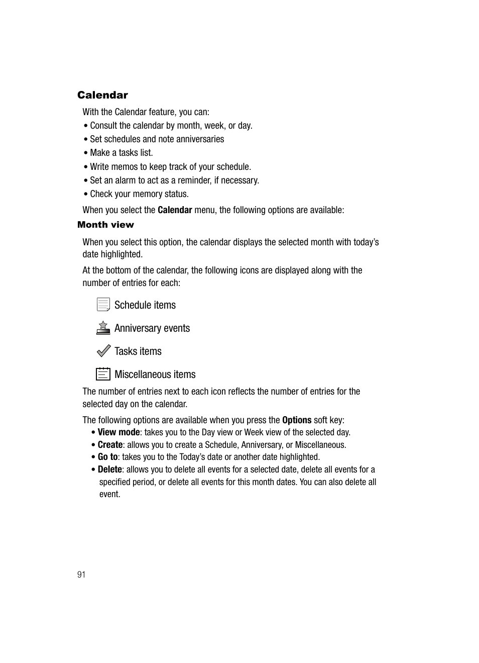 Calendar | Samsung SGH-T729ZKATMB User Manual | Page 94 / 163