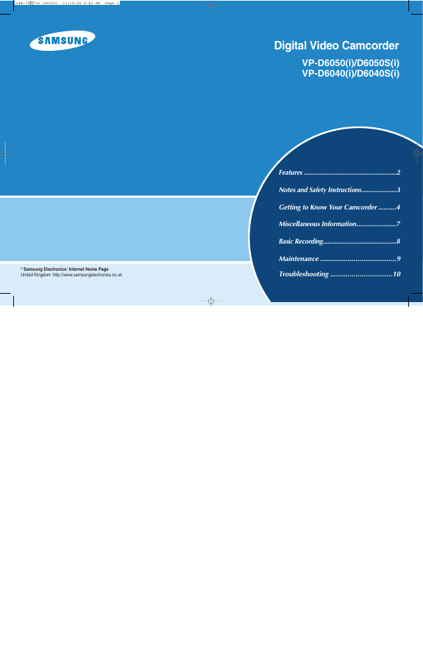 Samsung SC-D6040-AFS User Manual | 10 pages