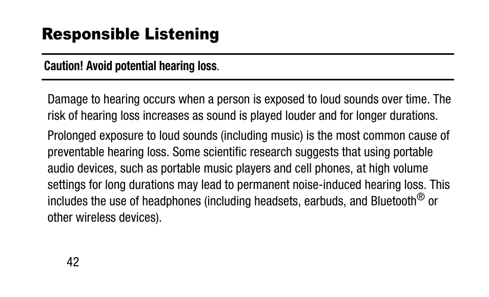 Responsible listening | Samsung SM-T700NZWAXAR User Manual | Page 52 / 107