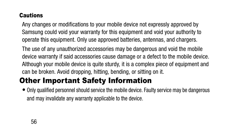 Other important safety information | Samsung SM-T700NZWAXAR User Manual | Page 66 / 107
